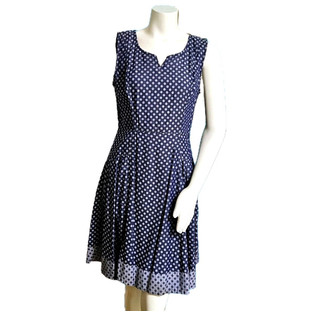 EShakti Retro Fit & Flare A-Line Polka Dot Dress 50s Pinup Sleeveless Layered 12